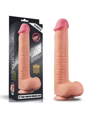Μεγάλο Ομοίωμα Πέους Σιλικόνης Big Trouble Dual-Layered Dildo 30 cm (Flesh)- Lovetoy