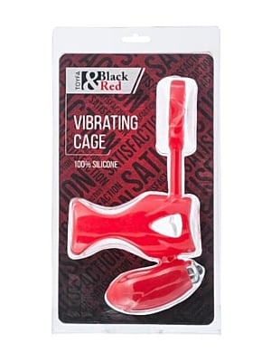 Δονούμενο Δαχτυλίδι Πέους Black & Red Vibrating Cage (Κόκκινιο) - ToyFa