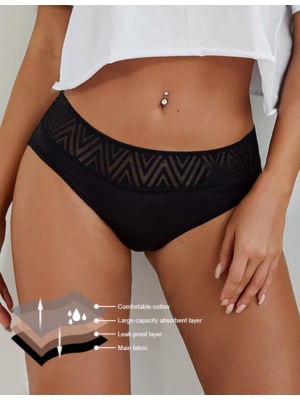 Black Sexy Lace Seamless - Proof Period Underwear-L