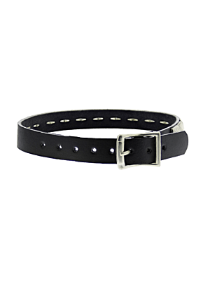 Black 1-Row Pyramid Studded Leather Choker with Buckle