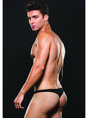 Envy Microfiber Low Rise Zip Thong-Black