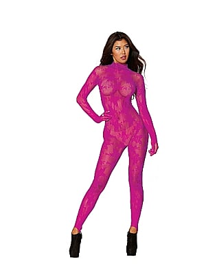 Dreamgirl Bodystocking with Finger Gloves Diamond - One Size