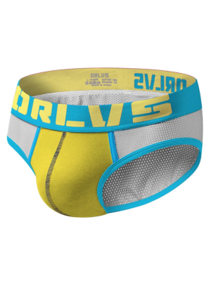 Mesh Brief Mens Underwear Yellow-L
