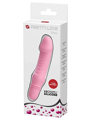 Κλασικός Δονητής Σιλικόνης Stev Vibrator με 10 Λειτουργίες (Ροζ) - Pretty Love 