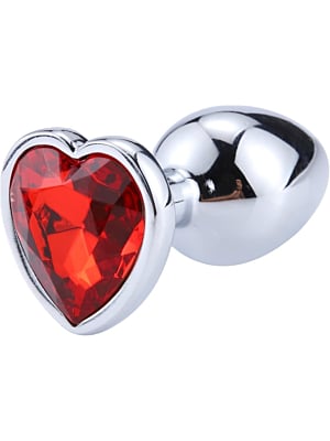 Butt plug with diamond  heart red Large