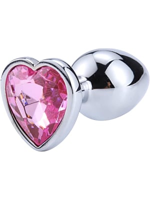 Butt plug with diamond  heart pink Small