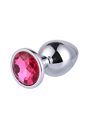 Μικρή Μεταλλική Πρωκτική Σφήνα Pink Gemstone