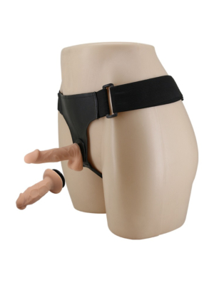 Strap-On, PU&Plastic Strap ,Double mini TPR Dildos