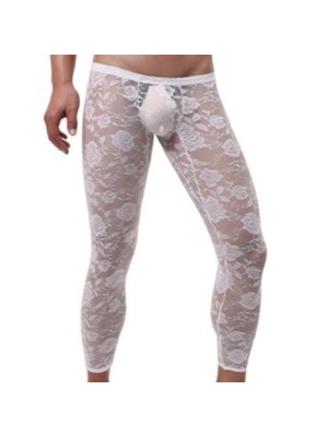 Sexy lace boxer shorts White - Taille : S