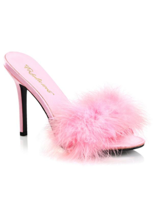 Fabulicious high-heel mules baby pink Marabu feather pompom CLASSIQUE-01F