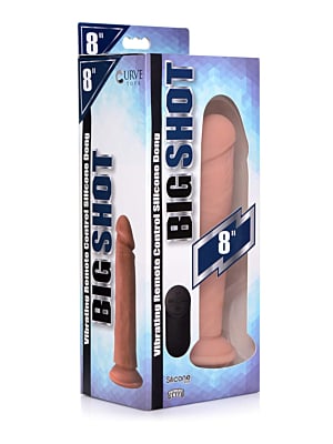 8 Inch Vibrating Remote Control Silicone Dildo - Flesh