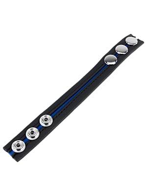 Cock Ring 3 Buttons Black/Blue - Δαχτυλίδι Πέους από Vegan Δέρμα