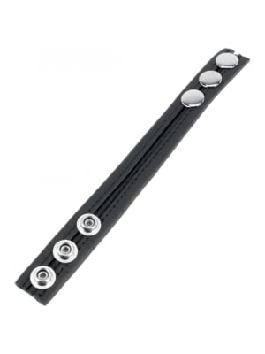 Cock Ring 3 Buttons Black - Δαχτυλίδι Πέους από Vegan Δέρμα