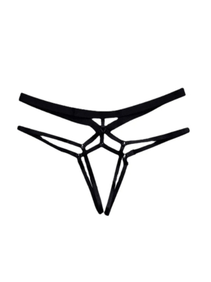 Sexy Low Waist Open Thong Black -M