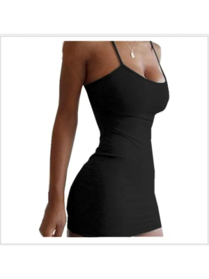 Nightclub Outdoor Mini Black Dress-L