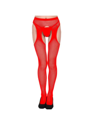 Hollow Net Tights Red