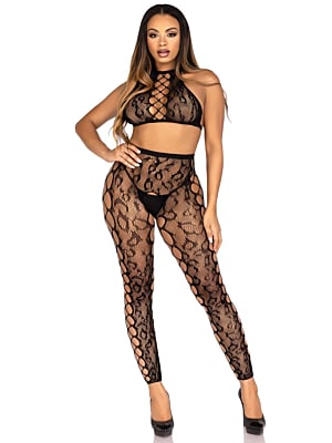 Leg Avenue Crop Top & Crotchless Tights os