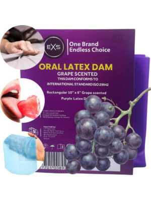Exs Scented Oral Latex Dam Grape Flavored Enhance Your Safety & Pleasure Dental 1pcs