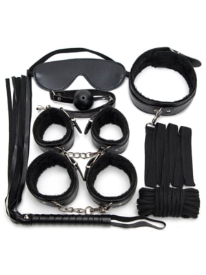 Deluxe Plush Restraint Kit – 7 Pieces Black