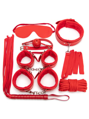 Deluxe Plush Restraint Kit – 7 Pieces Red
