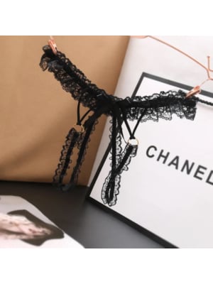 Women Sexy Lace Black Thong os