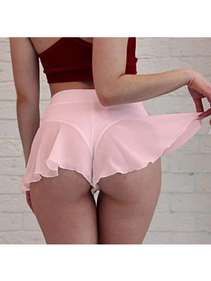 High Waist Sexy Mini Skirt Ruffled Pink-2XL