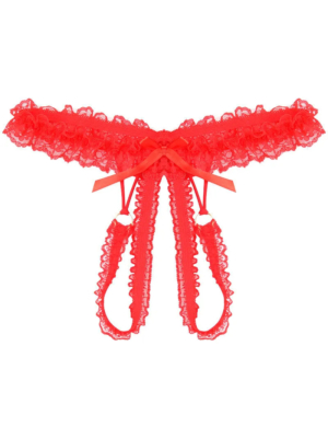 Women Sexy Lace Red Thong os