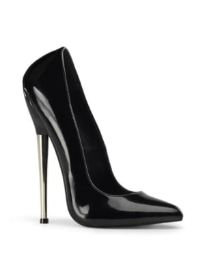 Devious high heels pump black patent solid brass heel-EU 44