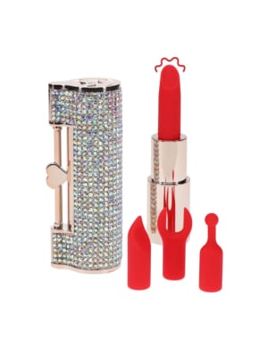 Diamond - Lipstick Vibrator with 4 Attachments - Iridescent