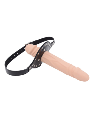 Double-Cock Dildo Penis Mouth Gag Flesh