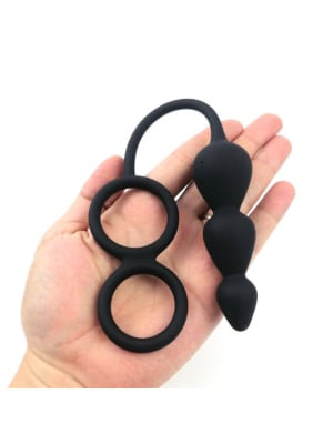 Double Cock Ring Anal Beads Remote Control