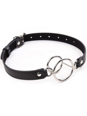 Double Metal Ring Mouth Gag Black