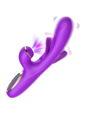 Dual Action Rabbit Vibrator – Suction & Flapping Tip Purple