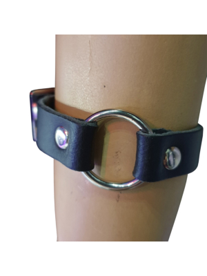 HANDMADE SMALL RING JOIN LEATHER WRISTBAND - BLACK