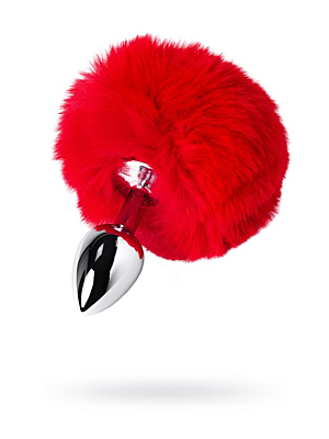 Μεταλλική Πρωκτική Σφήνα Butt Plug Faux Fur (Κόκκινη)