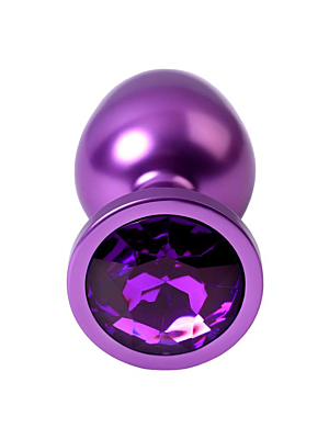 Purple anal plug Metal with a amethyst colored gem Small