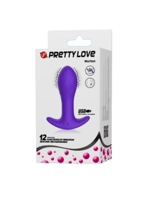 Επαναφορτιζόμενη Πρωκτική Σφήνα Massager με 12 Λειτουργίες Δόνησης (Μωβ) - Pretty Love
