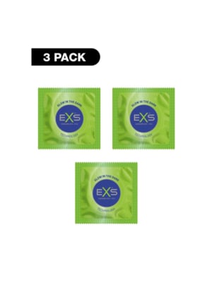 3pcs green glowing EXS condoms