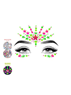 Αυτοκόλλητο Προσώπου Vibe Neon Face Jewel