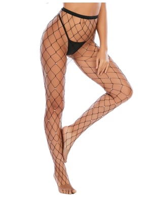 Fashion Black Sparkle Fishnet Pantyhose