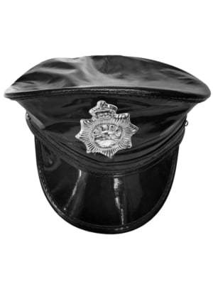 Faux Leather Police Hat 25x15 cm