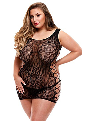 Lapdance Leopard Lace Mini Dress X Black PS
