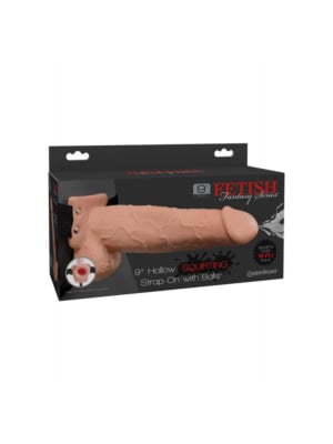 Fetish Fantasy 9" Hollow Squirting Strap-on with Balls Flesh