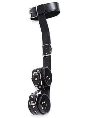 FETISH ADDICT COLLAR WITH RESTRAINTS ADJUSTABLE BLACK