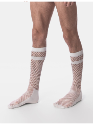 Barcode Berlin White Cala Net Socks-LXL