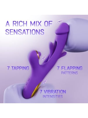 Flapping Rabbit Vibrator with G Spot Vibration & Clitoral Purple