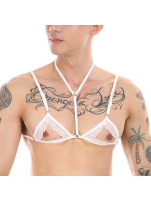 Gay Lace Bra Sexy Underwear White -M
