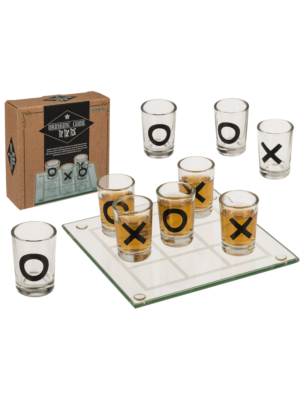Glass drinking game Tic Tac Toe with 9 glasses