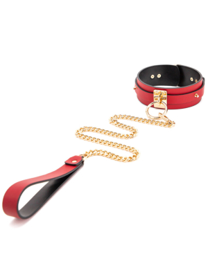 Golden Chain Bondage Collar Red