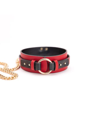 Golden Chain Bondage Collar Red